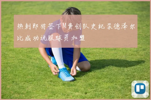 热刺即将签下M费创队史纪录德泽尔比成功说服球员加盟